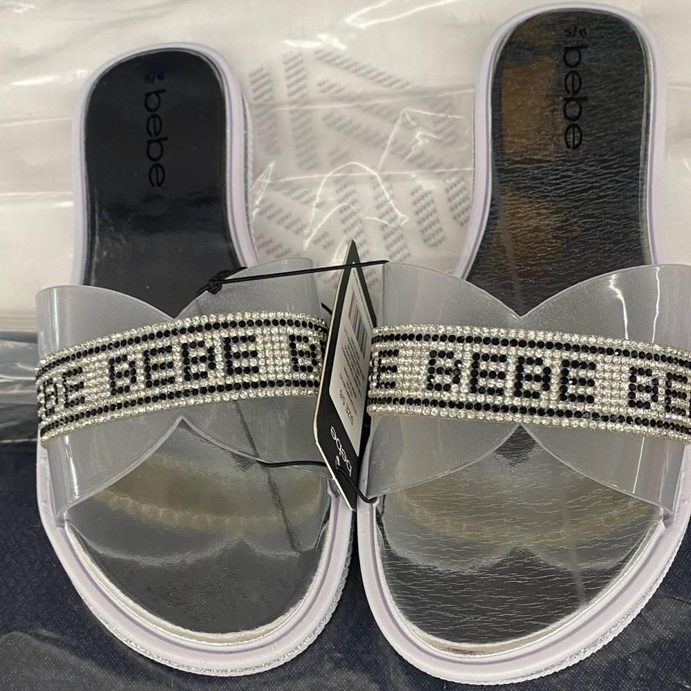 Bebe Silver Sandals with Transparent Strap